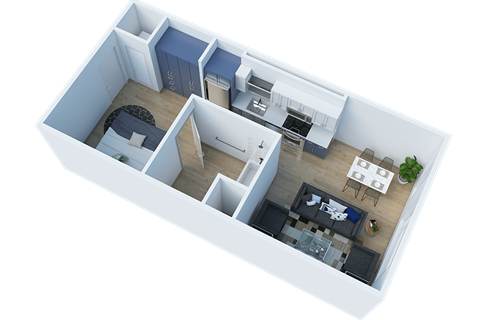 Floor plan for studio, 1 bath, 561 sqft